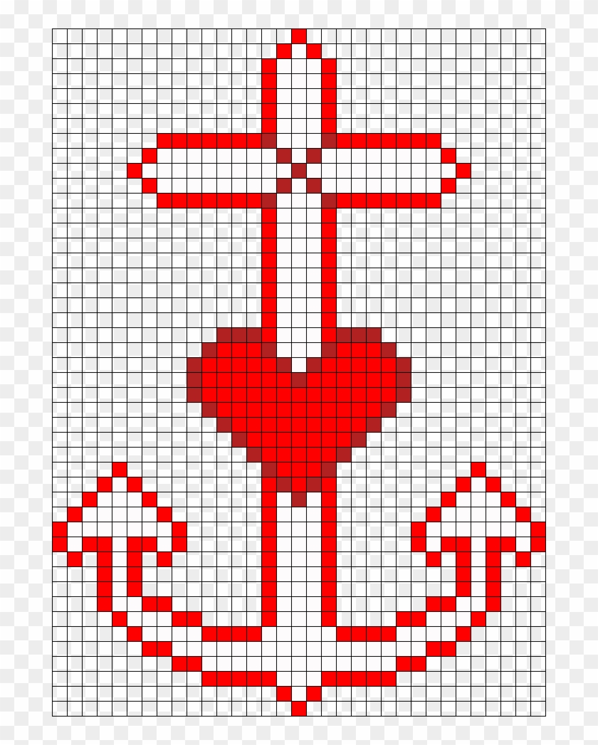 Sleeping With Sirens Heart Anchor Perler Bead Pattern - Anchor Perler Bead Pattern Clipart #2834699