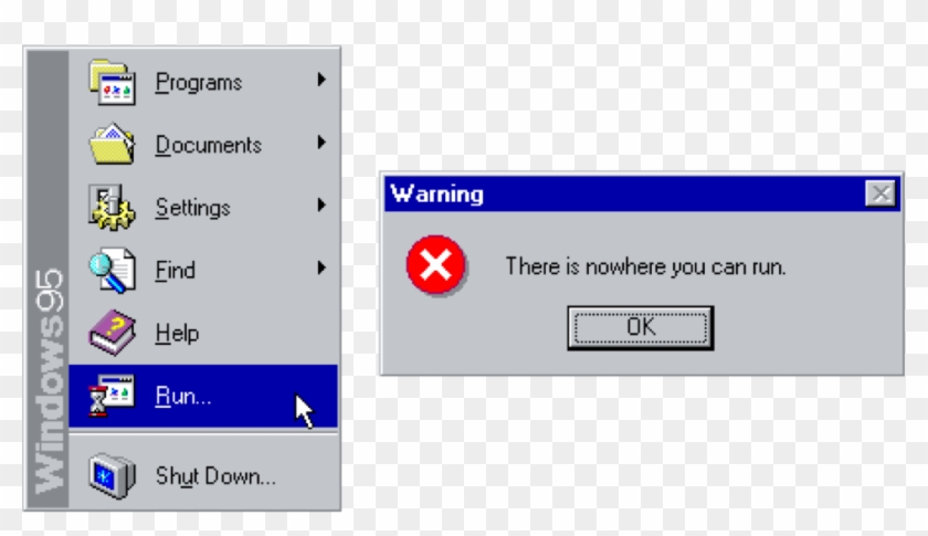 Windows95 Sticker - There Is Nowhere You Can Run Clipart