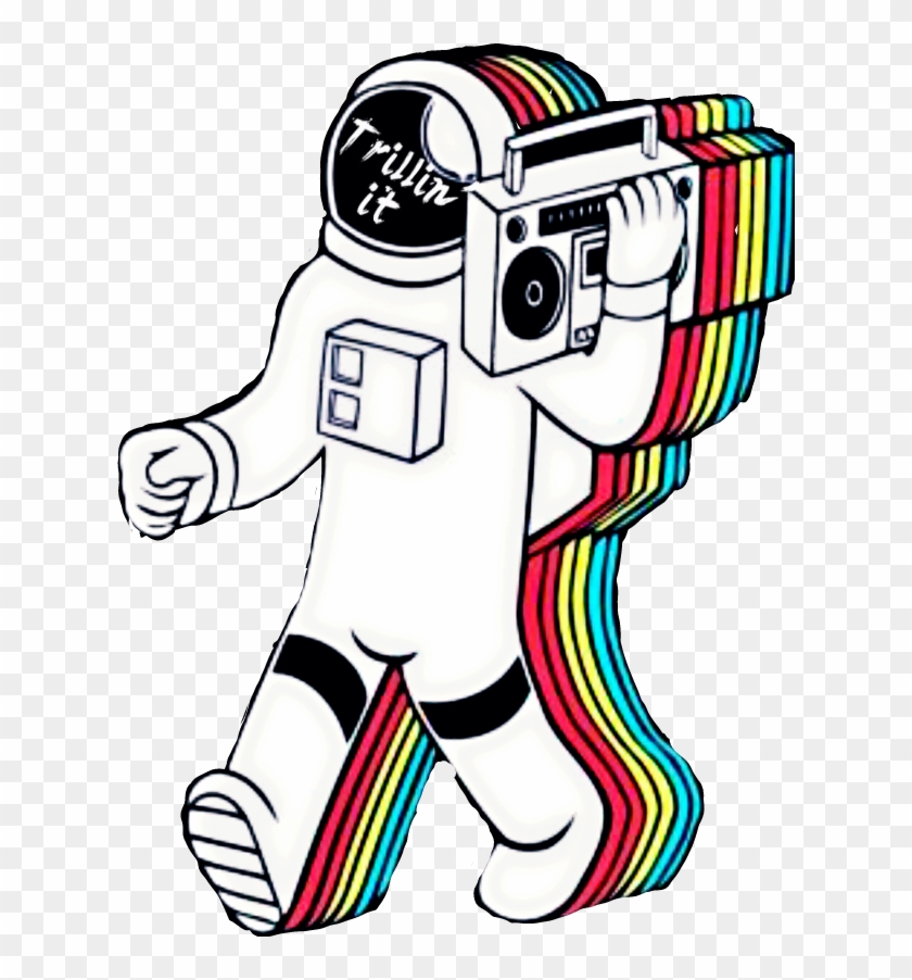 Astronaut Drawing Trippy - Retro Music Clipart #2838283