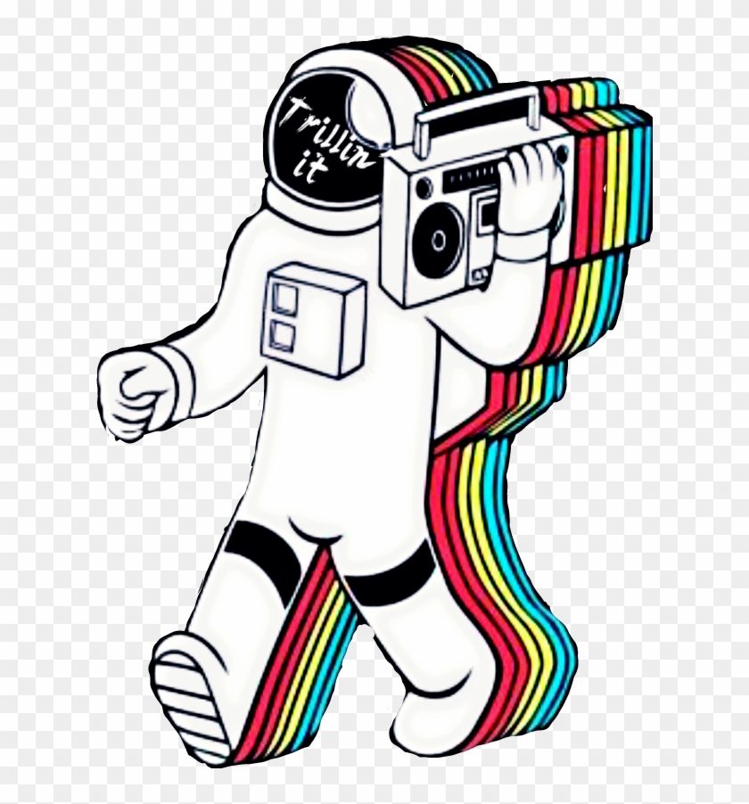 Astronaut Drawing Trippy - Retro Music Clipart