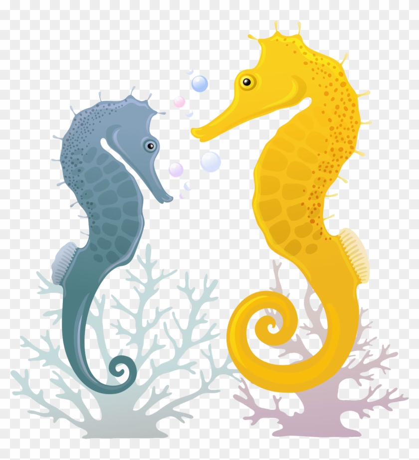 Seahorse Clipart Trippy - Caballitos De Mar Silueta - Png Download #2838730