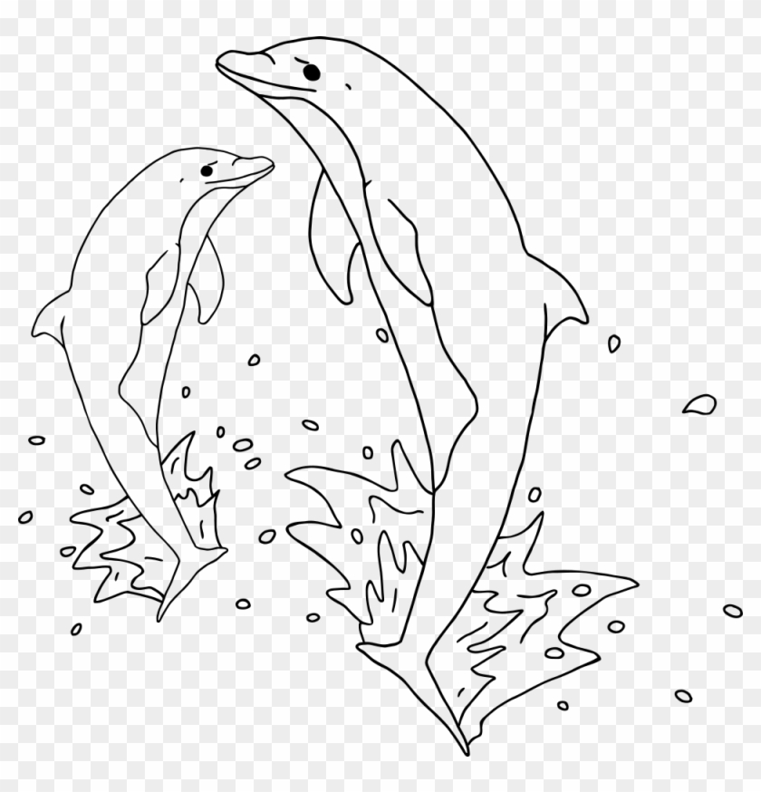 Image Free Jumping Outlines Cricut And Clip Art - Dolphins Clipart Black And White - Png Download