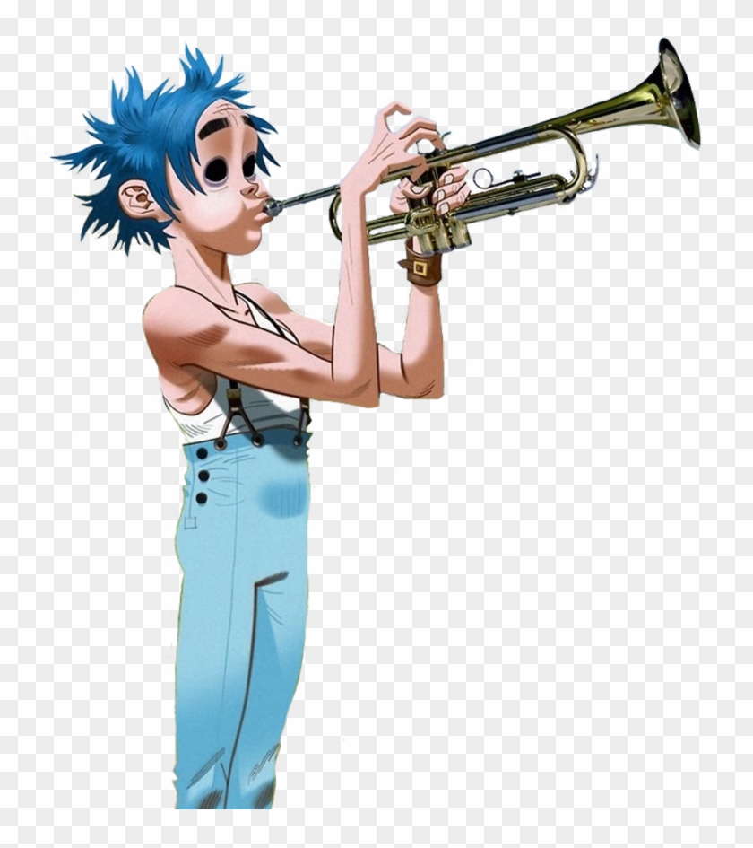 Illustration Gorillaz Png Vector Sticker Art Www Galleryneed - 2d Playing Trumpet Gorillaz Clipart #2842491