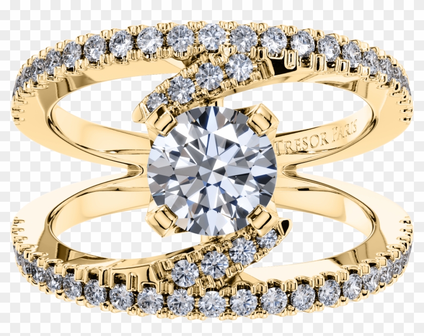 Round Diamond Fancy Split Shank Engagement Ring In - Diamond Clipart