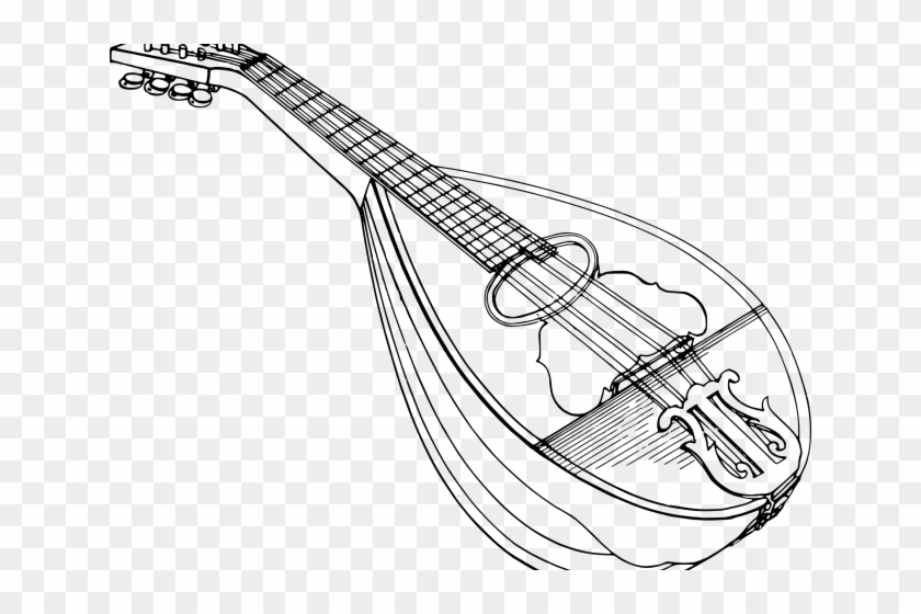 Sitar Clipart Sketch - Mandolin Clipart Black And White - Png Download #2844106