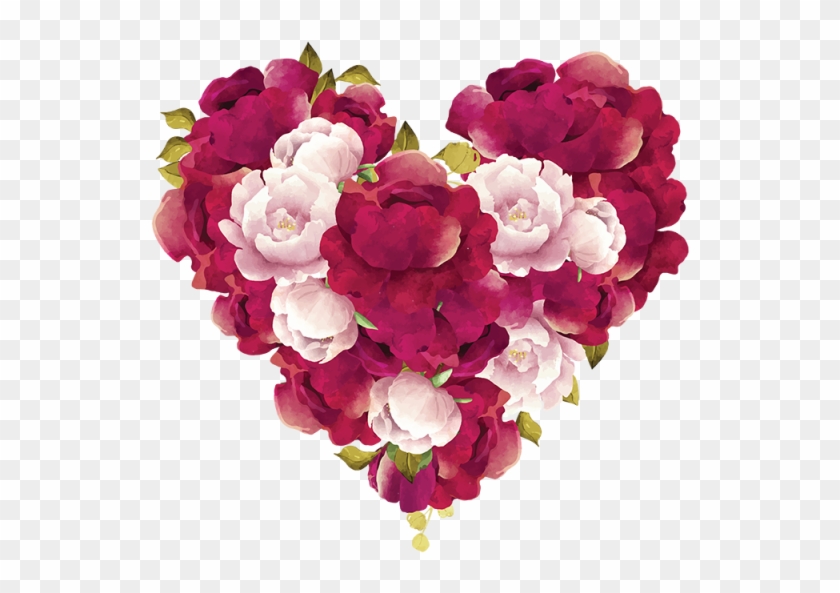 Bouquet Vector Burgundy Rose - 3d Flower Heart Png Clipart #2844507
