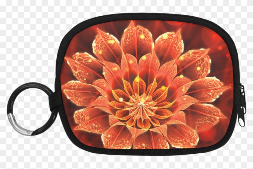 Red Dahlia Fractal Flower With Beautiful Bokeh Coin - Handbag Clipart #2844519