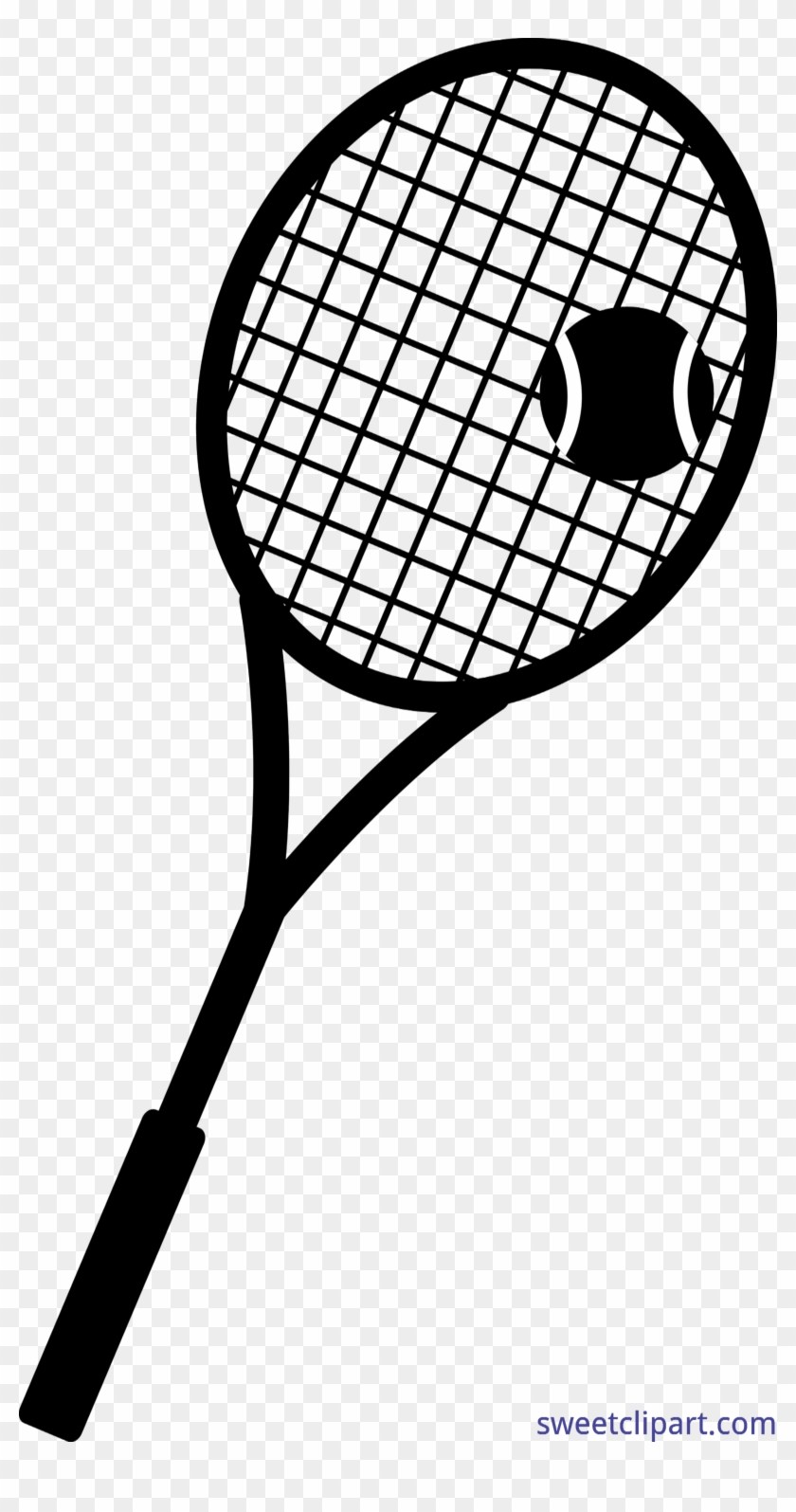 Banner Free Library Racket Clip Art Sweet - Tennis Racket Clipart Black And White - Png Download #2844824