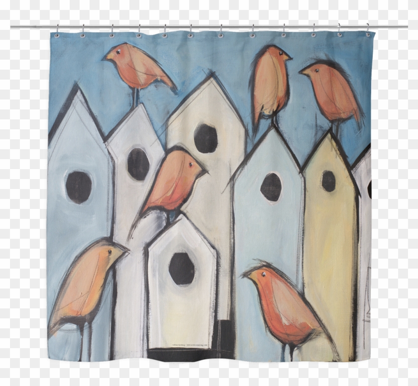 Birds On Houses Woven Oxford Cloth Shower Curtain Williams - Painting Clipart #2845074