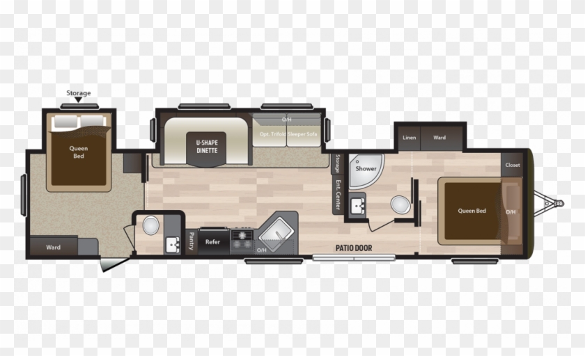 2018 Hideout 38fqts Floor Plan Img - 2018 Keystone Hideout 308bhds Clipart #2846144