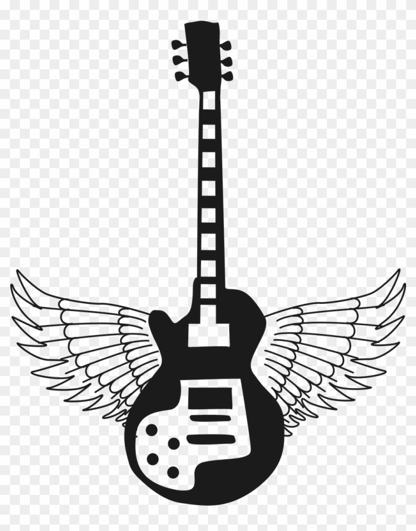 Guitar Abstract Wings Silhouette Png Image - Ltd Ec 256 Sw Clipart #2850330