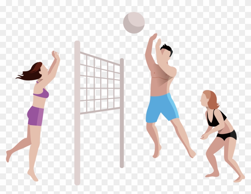Download Cartoon Beach - Volleyball Team Cartoon Png Clipart