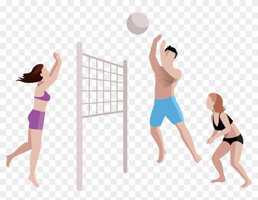 Download Cartoon Beach - Volleyball Team Cartoon Png Clipart #2851721