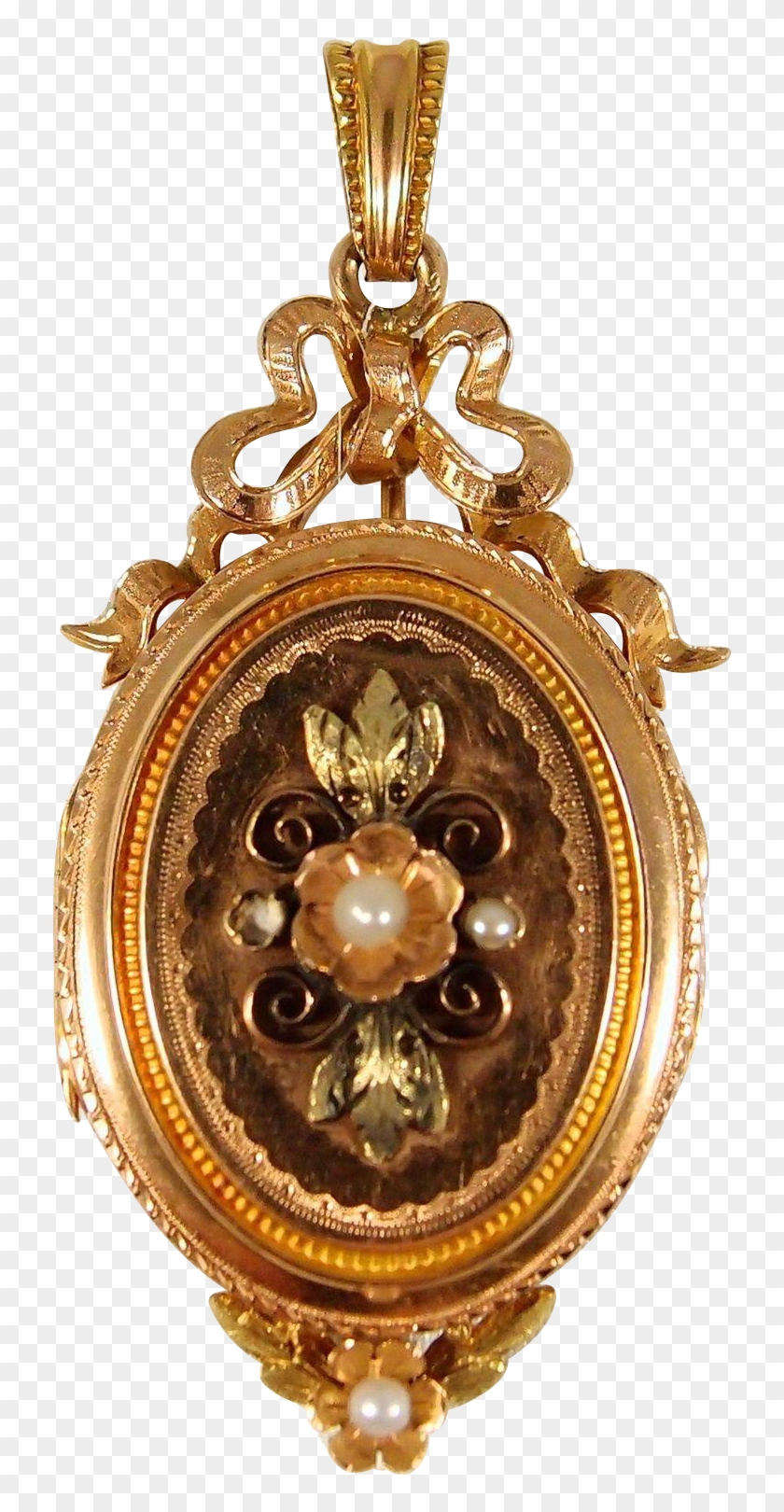 Victorian Era 18k Solid Gold Photo Locket With Pearls, - Locket Clipart #2851922