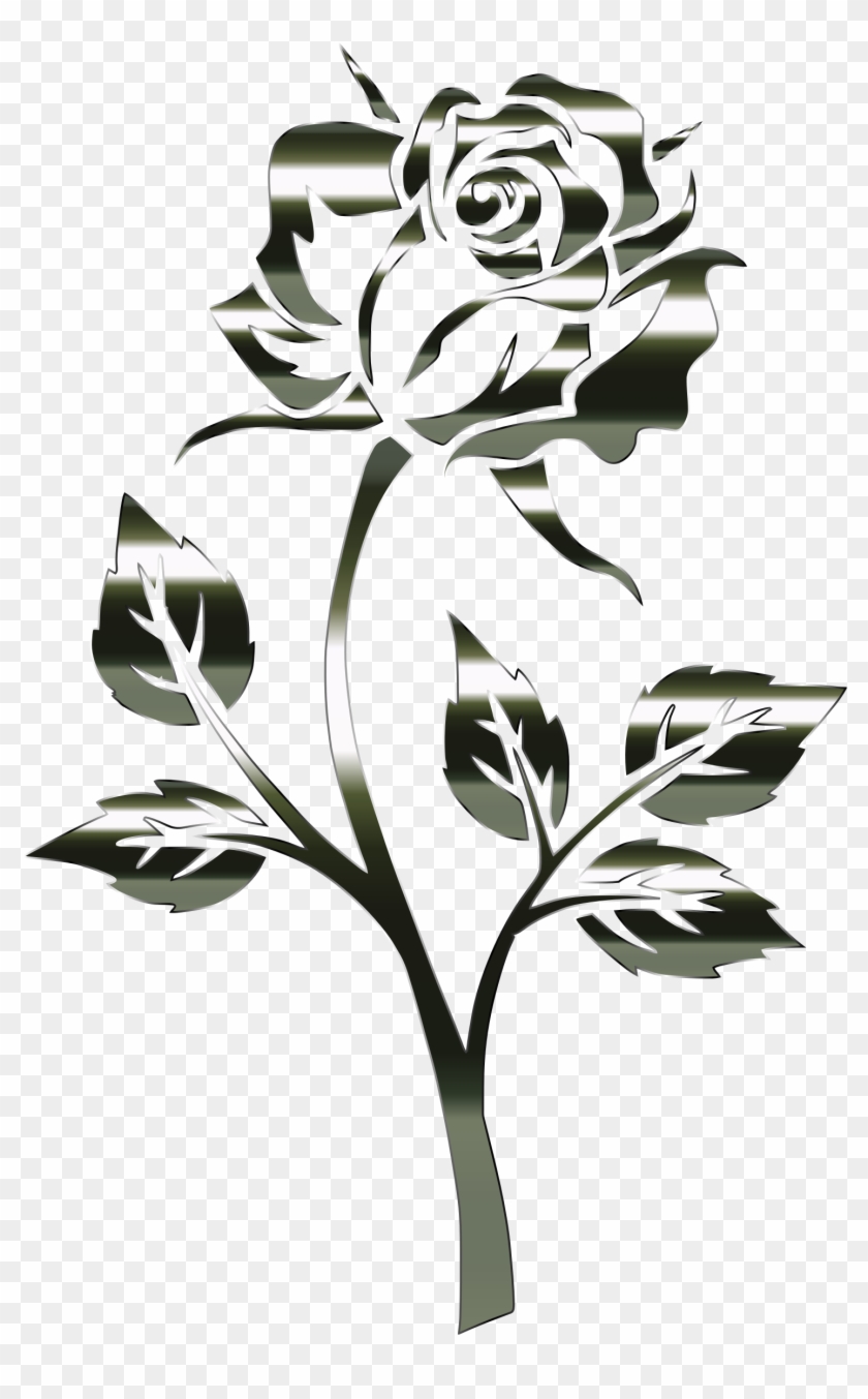 Polished Obsidian Rose Silhouette No Background Icons - Black And White Rose Png Clipart