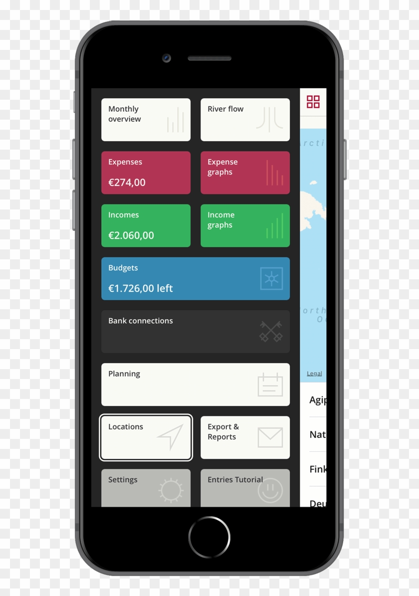 The Locations Tab Displays A Map With All The Expenses - App Finance Clipart