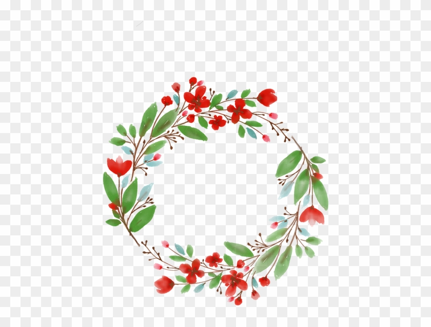 Flowers Wreath Floral Spring Decoration Ornament - Wreath Watercolor Clipart