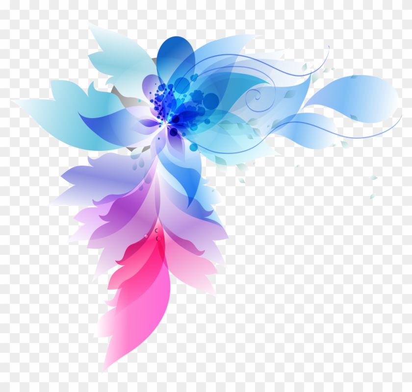 Colorful Abstract Flowers Transprent - Abstract Flower Art Png Clipart #2855994