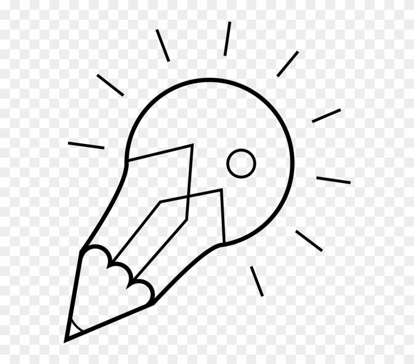Icon Light Idea Light Bulb Pencil Pen - Line Art Clipart