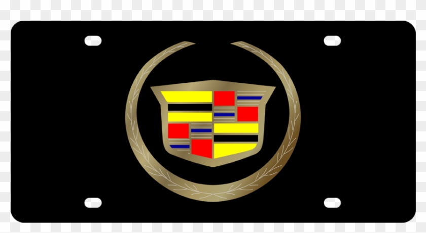 Cadillac Crest W/ Gold Black Acrylic Plate - Cadillac Car Clipart