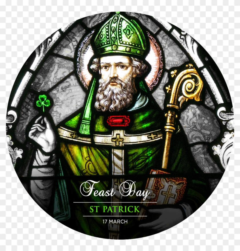 March 17 Patron Patrick Day Saint St Clipart - St Patrick Stained Glass - Png Download #2858149