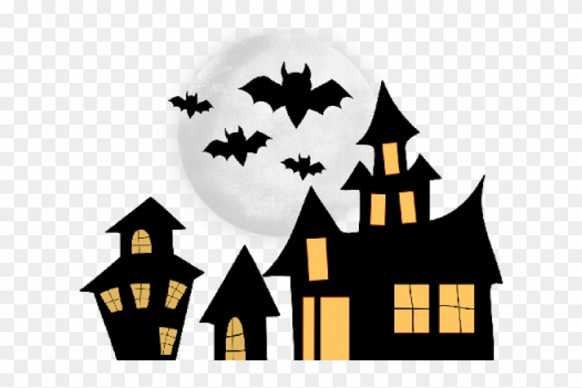 Haunted House Clipart Fancy - Cartoon Halloween Moon - Png Download #2858942