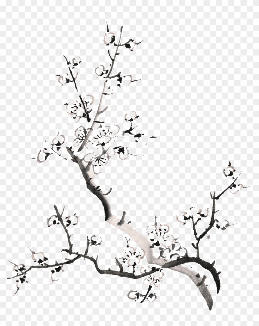 Twig Drawing Ink - 國畫 水墨畫 梅花 Clipart