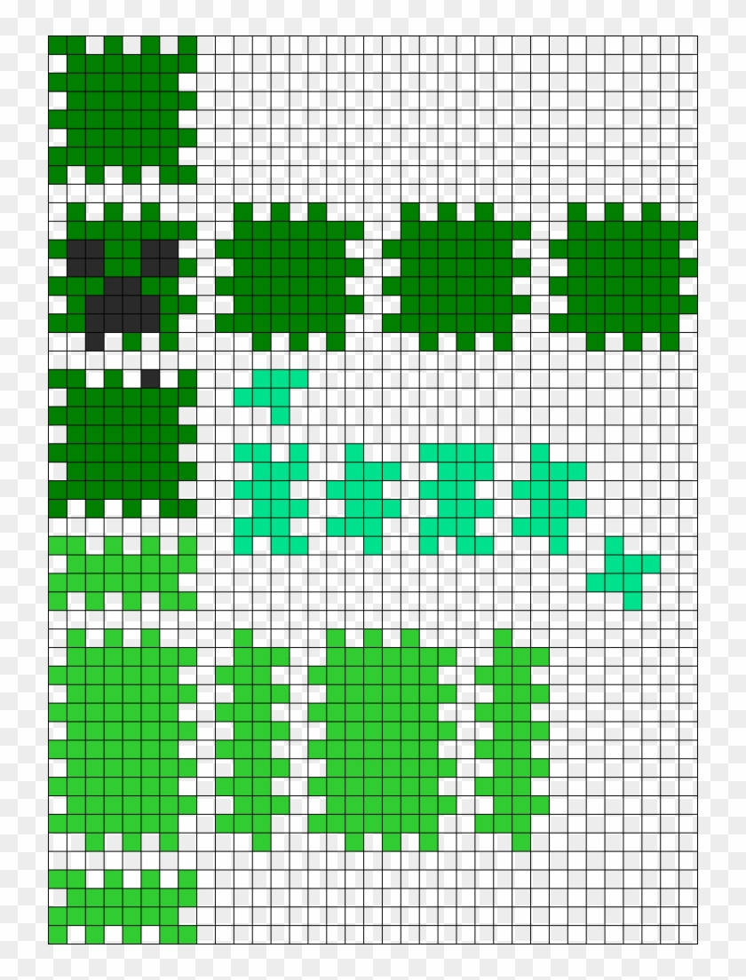 3d Perler Bead Present Template 3d Minecraft Creeper - Hama Beads Creeper 3d Clipart #2860661