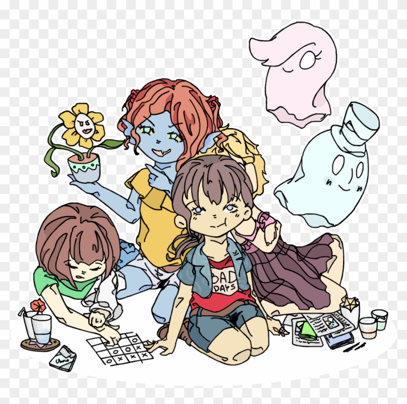 Undertale Undyne Alphys Alphyne Flowey Frisk Chara - Cartoon Clipart #2860689