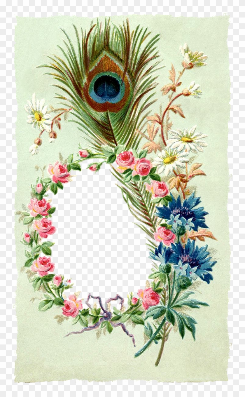 Vintage Frame Floral Feather Png Image - กรอบ วิน เท จ ดอกไม้ Clipart