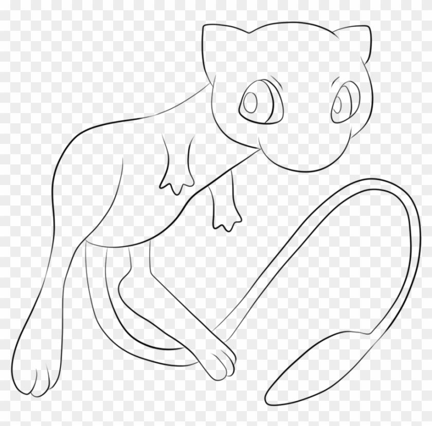 Pokemon Drawing Mew - Mew Lineart Clipart #2863527