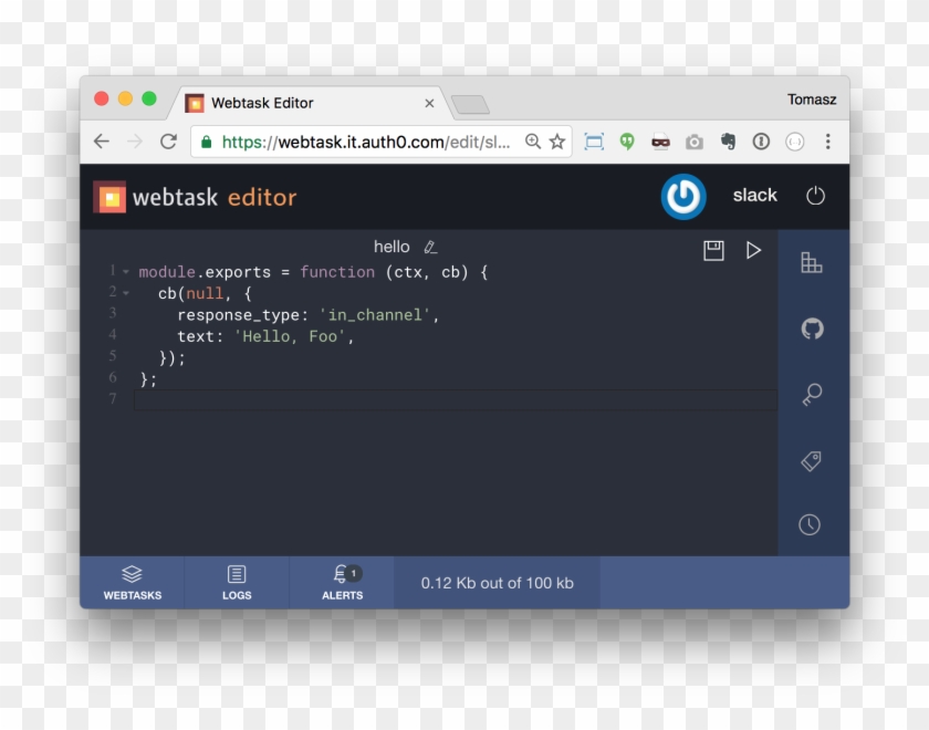 In Addition To Writing Code, The Webtask Editor Also - Slack Editor Clipart