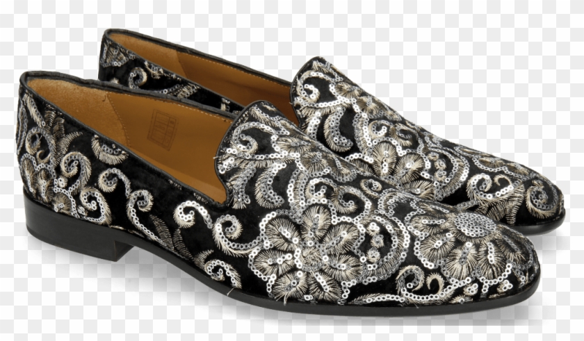 Loafers Prince 1 Textile Zardosi Black - Slip-on Shoe Clipart #2866647