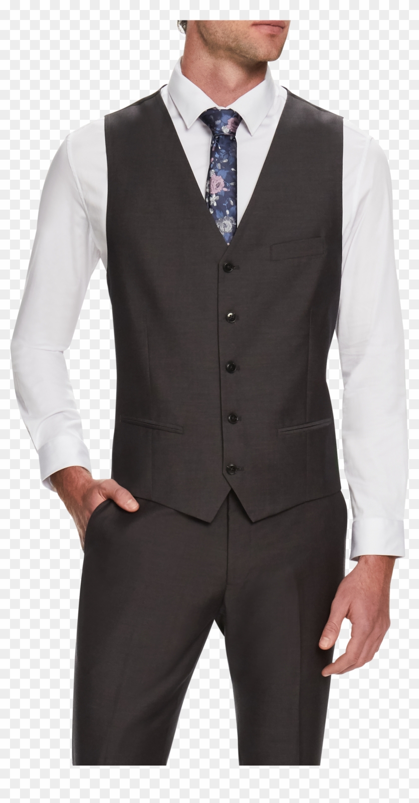 Steel Cavill Textured Waistcoat - Formal Wear Clipart #2868321