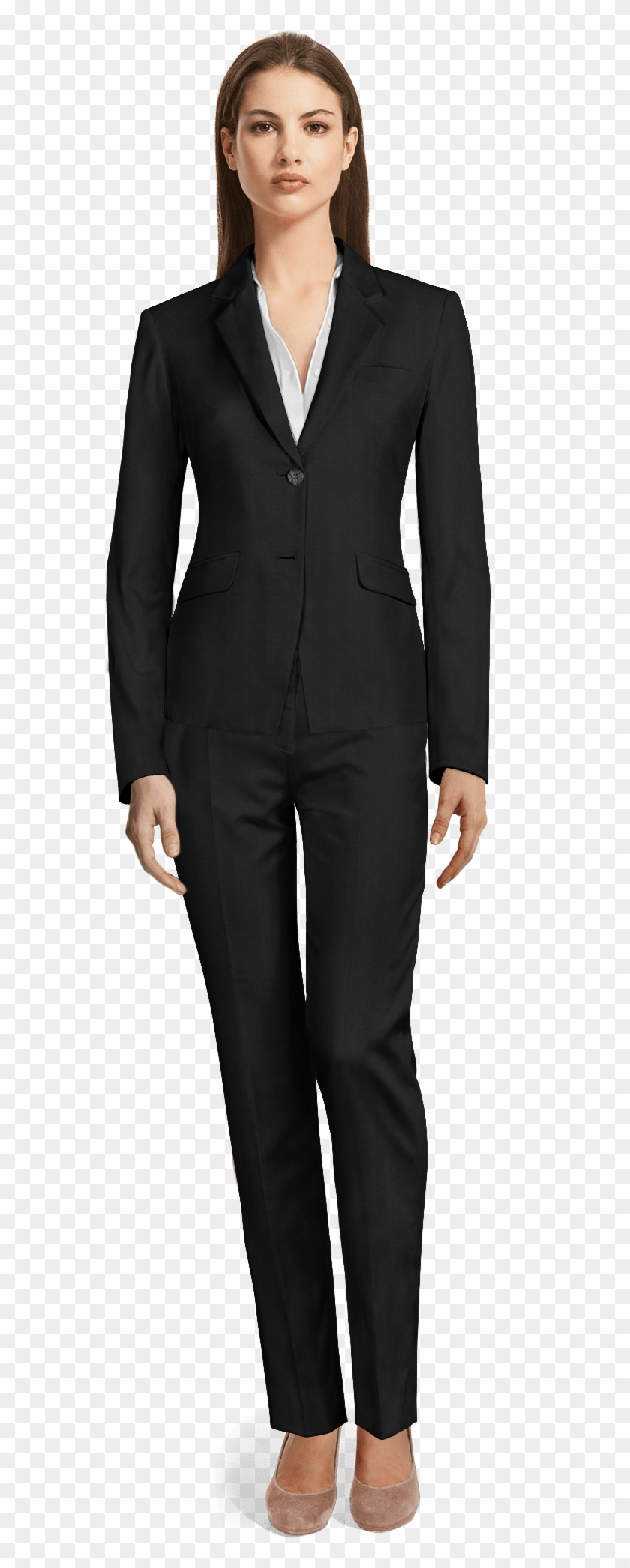 Black Wool Blend Pant Suit - Whole Body Formal Attire Png Clipart