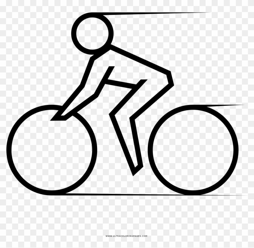 Cyclist Coloring Page - Hybrid Bicycle Clipart #2870418