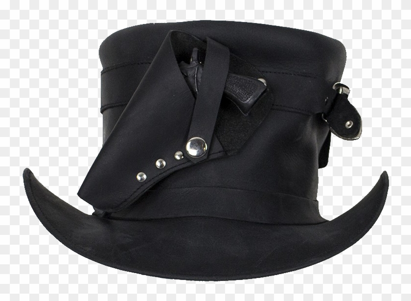 Black Leather Deadman Top Hat With Gun Holsters - Suede Clipart