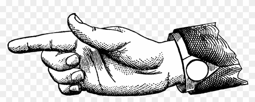 Pointing Hand - Line Art Clipart