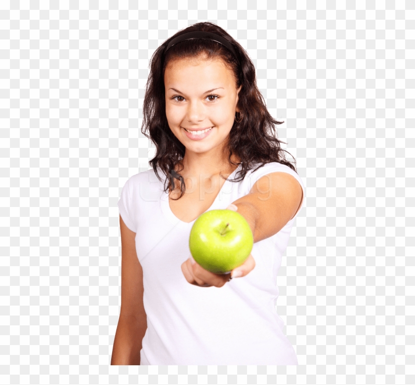 Free Png Girl With Green Apple Png Images Transparent - Eating Fruit Png Clipart