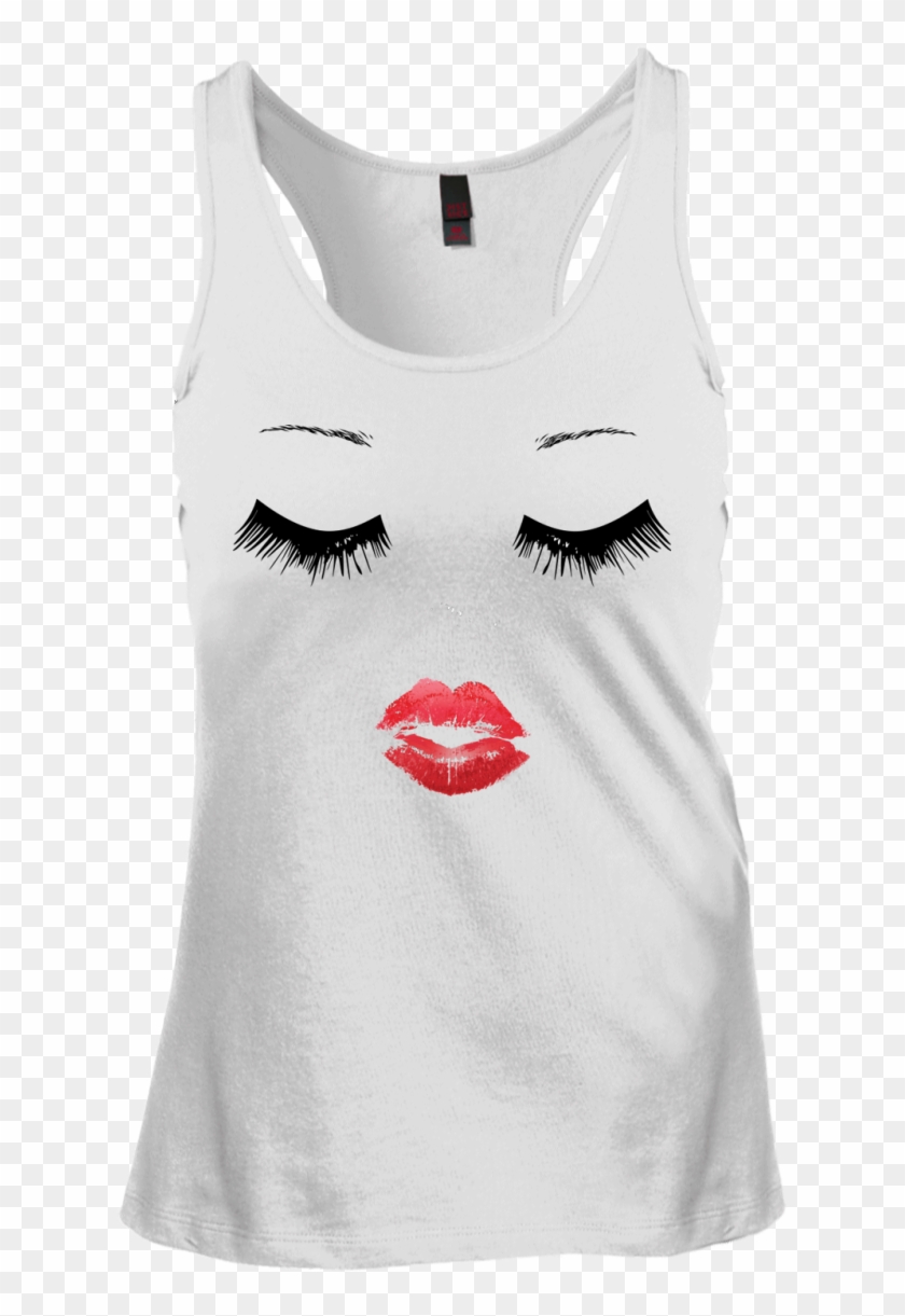 Eyelash Lip Print Racerback Tank Top - Active Tank Clipart #2878093