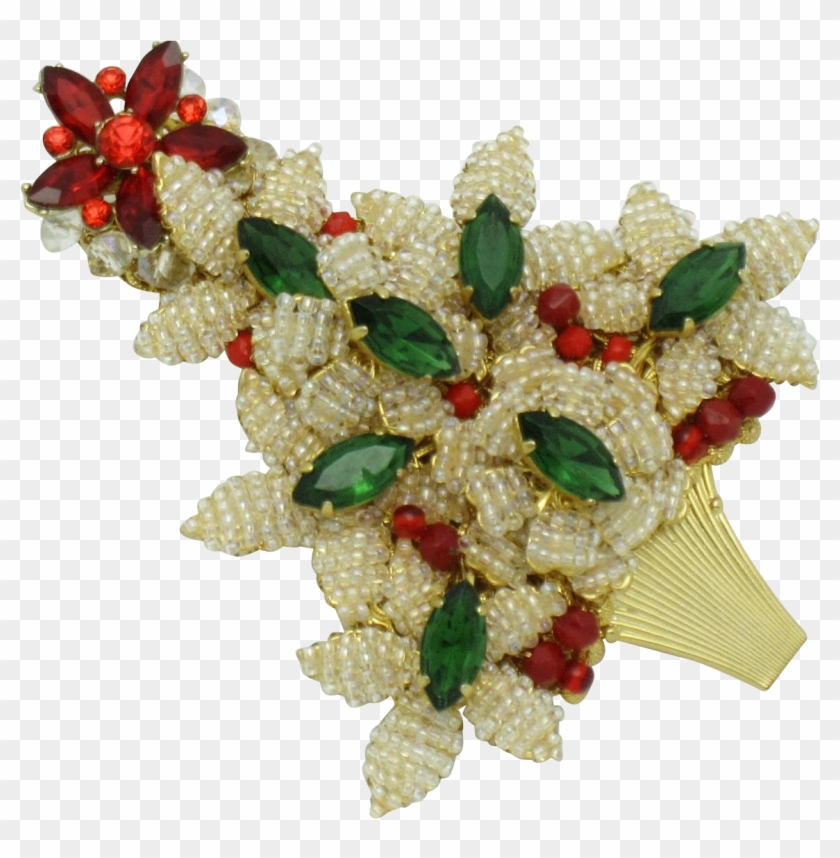 Authentic Stanley Hagler Christmas Tree Brooch Pin - Rose Clipart