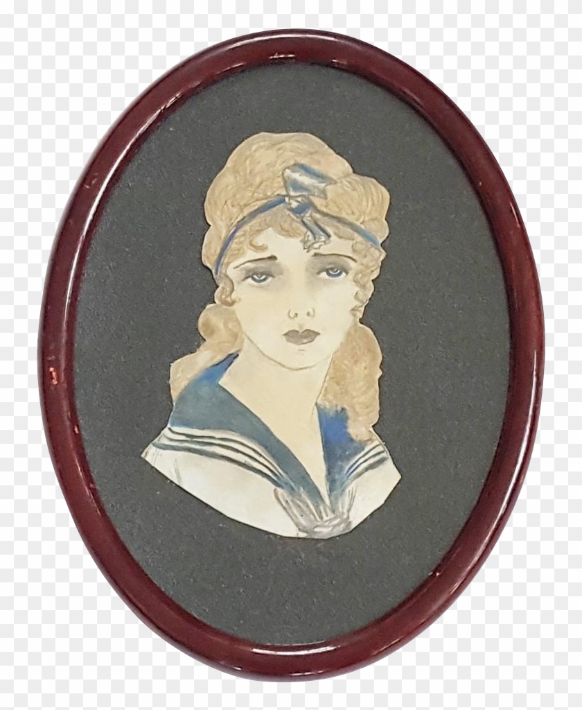 1920's Watercolor Of A Young Woman In Nautical Attire - Circle Clipart #2881664
