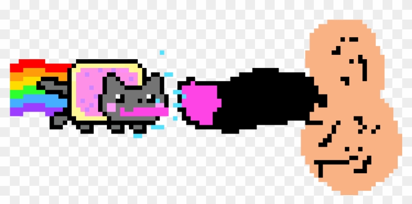 Nyan Cat Having Fun - Nyan Cat Pixel Art Clipart
