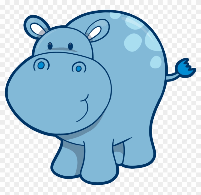 Drawing Hippopotamus Cute - Blue Hippos Cartoon Clipart #2885512
