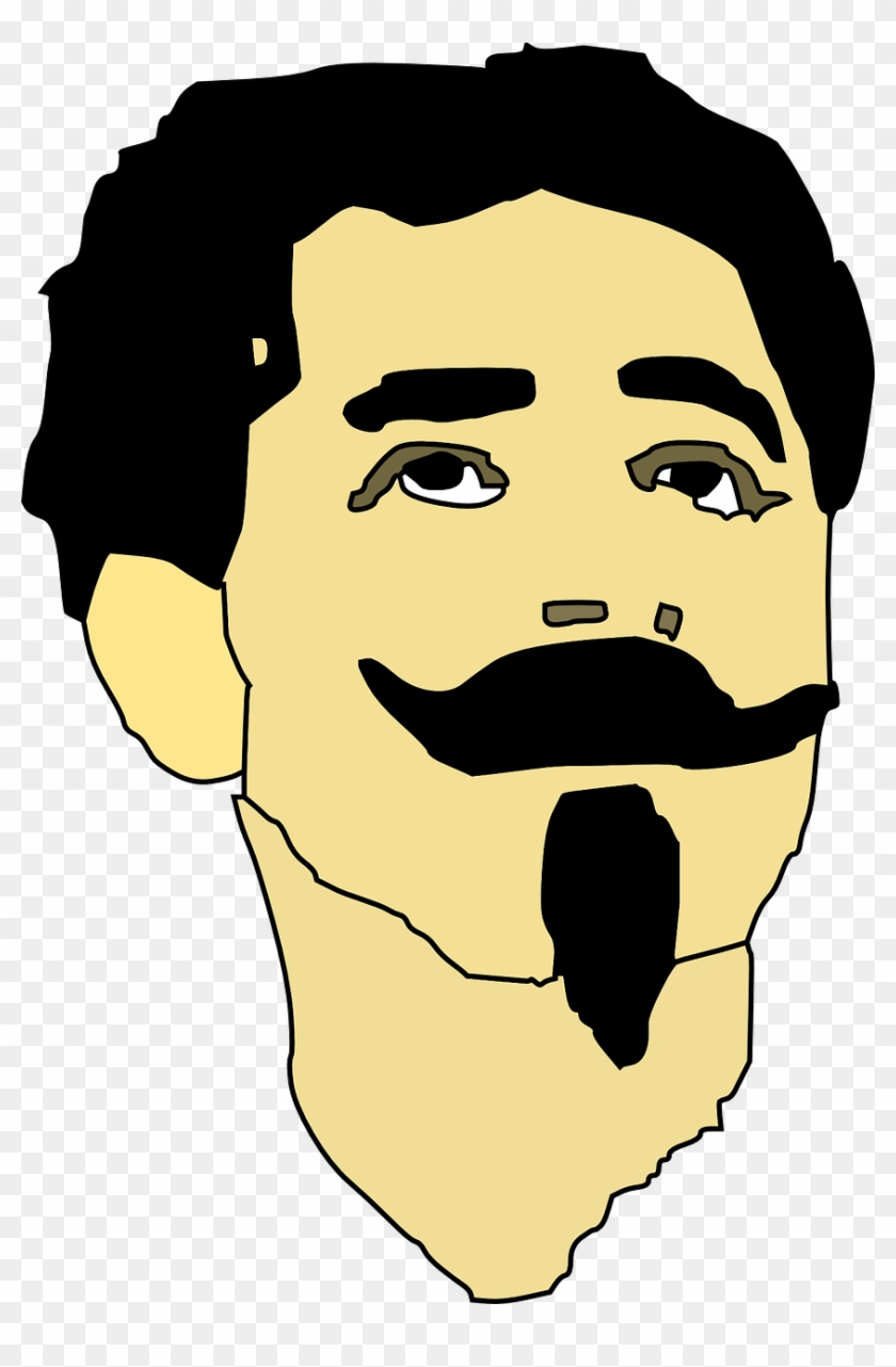 Head Man Face Mustache Goatee Png Image - Cartoon Guy With Mustache Clipart #2889366