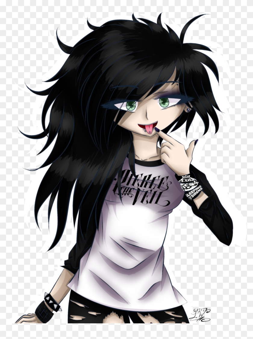 Semicolon Drawing Emo - Emo Anime Girl Drawing Clipart #2890217