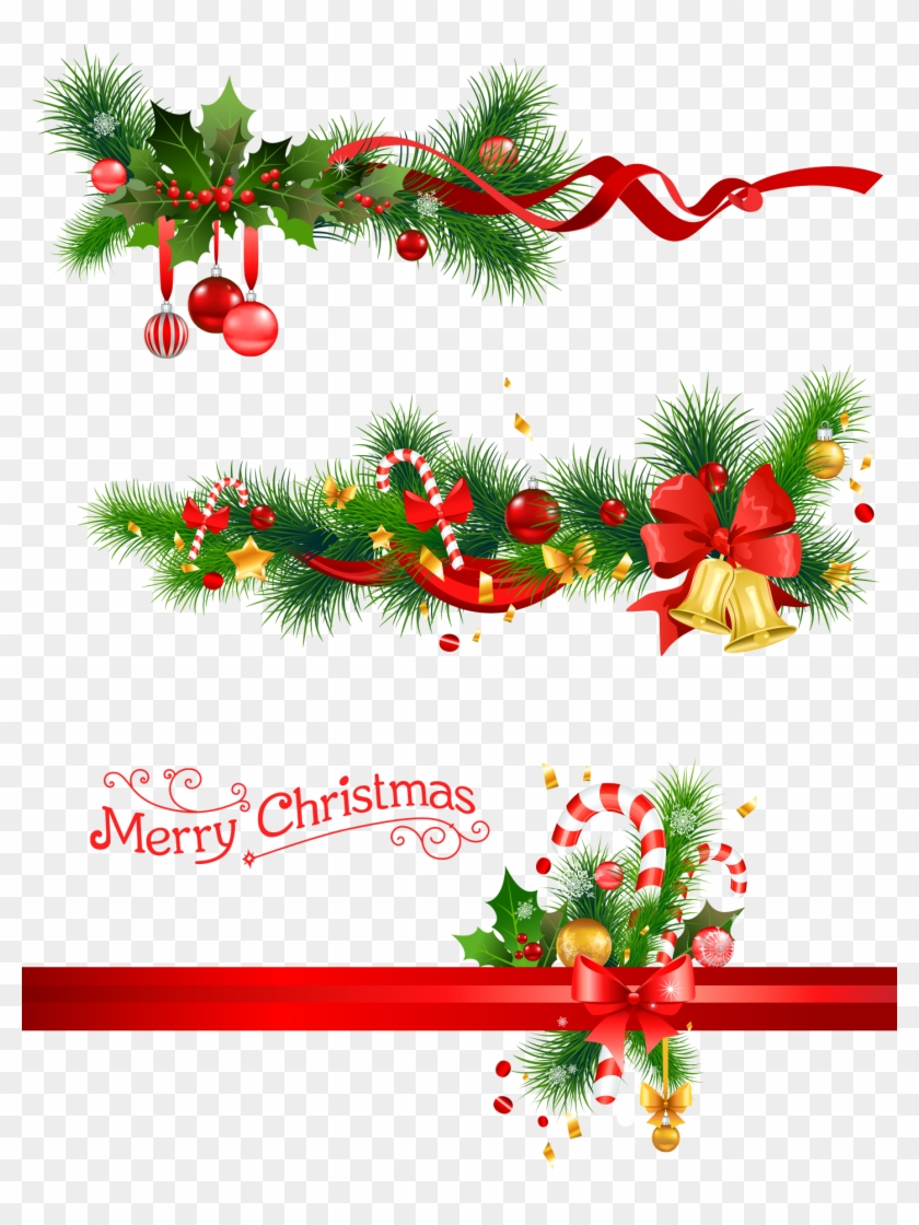 And Cane Branches Tree Candy Decoration Pine Clipart - Merry Christmas Vector Png Transparent Png #2890553