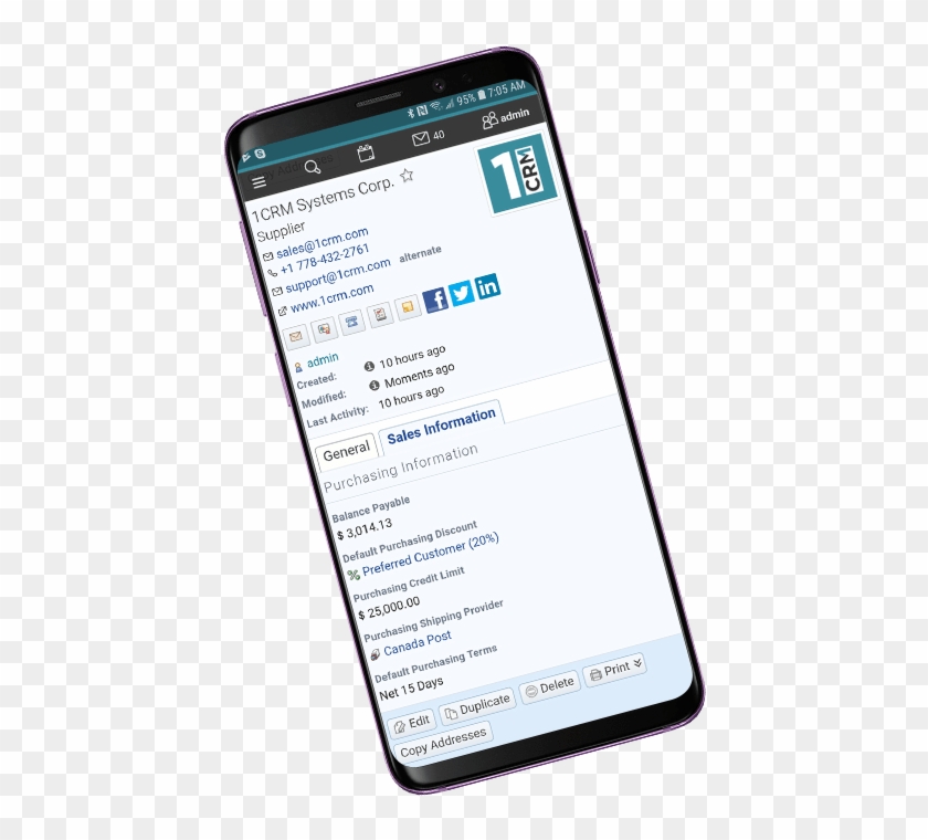 1crm Mobile For Android - Smartphone Clipart