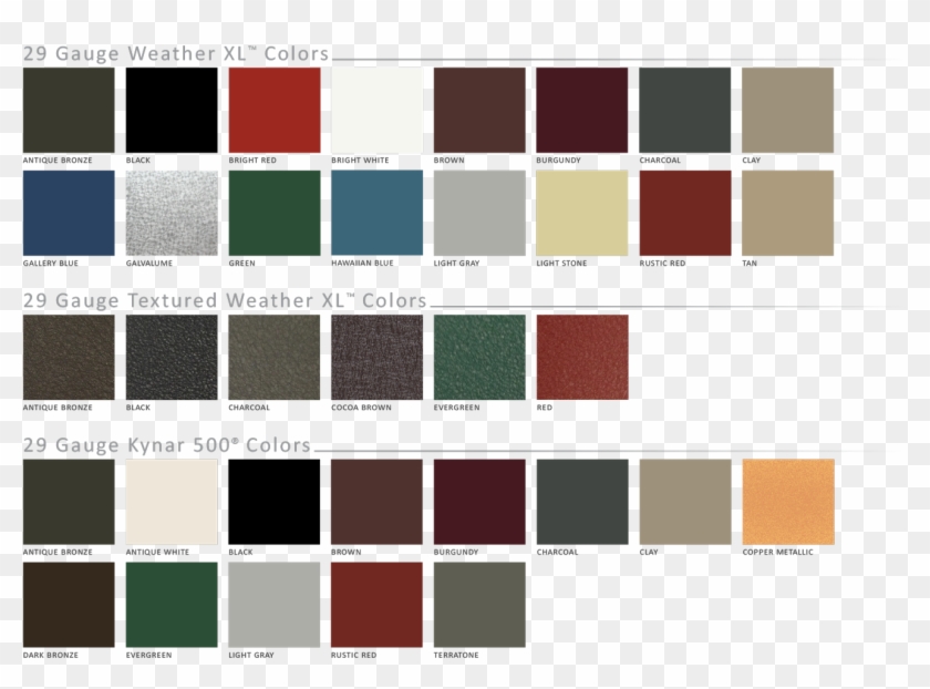 Premier Rib Color Chart - Ribbed Metal Siding Colors Clipart