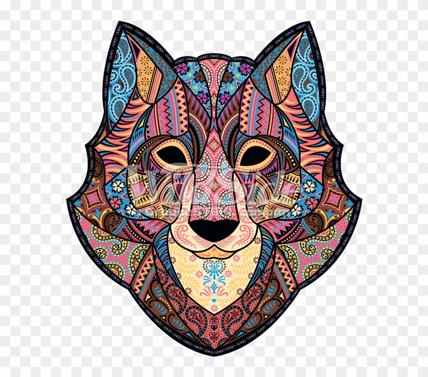 Wolf - Art - Mosaic - Native American Wolf Face Clipart